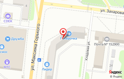 Супермаркет Пятерочка на улице Максима Горького на карте