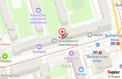 Магазин белорусской косметики и трикотажа Виктория на метро Выборгская на карте
