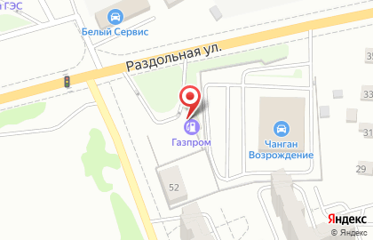 АЗС Газпром на Раздольной улице на карте