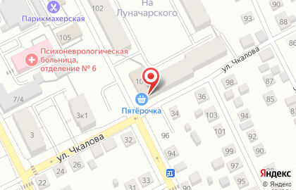 Супермаркет Пятёрочка на улице Луначарского на карте