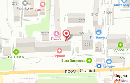 Киоск по продаже фруктов и овощей, Советский район на проспекте Стачки на карте