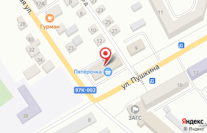 Супермаркет Пятёрочка, сеть супермаркетов на улице Пушкина на карте