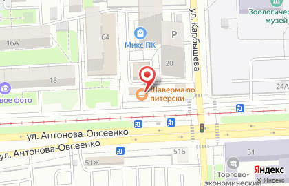 Магазин-бар Перекресток на улице Карбышева на карте