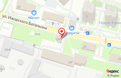 Магазин Прораб на улице Ижорского Батальона на карте