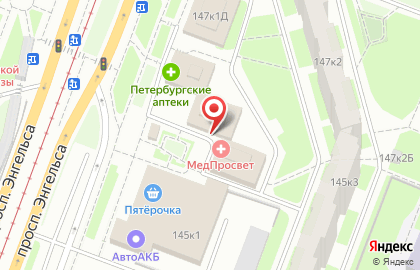 Центр приема платежей Петроэлектросбыт на проспекте Просвещения на карте