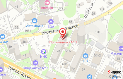 Владивостокская поликлиника №1 на проспекте Красного Знамени на карте