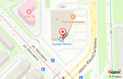 Гипермаркет Лента в Санкт-Петербурге на карте