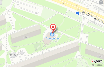 Продуктовый магазин на ул. Подольских Курсантов, 14а на карте