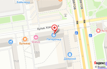 Банкомат АКБ МОСОБЛБАНК на бульваре Комарова на карте