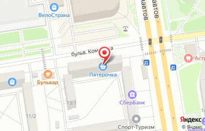 Банкомат АКБ МОСОБЛБАНК на бульваре Комарова на карте