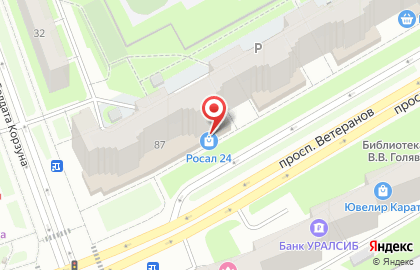 Магазин РосАл на проспекте Ветеранов на карте