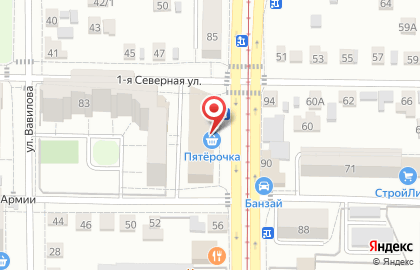 Гипермаркет Пятёрочка на улице Орджоникидзе на карте