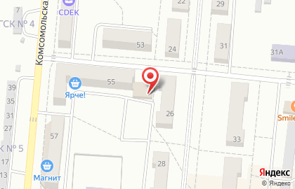 Супермаркет Ярче! на Комсомольской улице в Калтане на карте