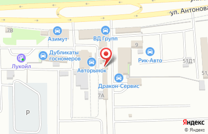 Шиномонтажная мастерская на улице Антонова-Овсеенко на карте