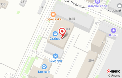 Лазертаг-клуб на улице Трефолева, 4 к 1 на карте