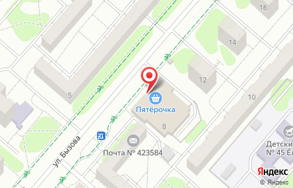 Дискаунтер Пятёрочка на улице Бызова на карте
