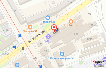 Сеть салонов продаж МТС в Дзержинском районе на карте