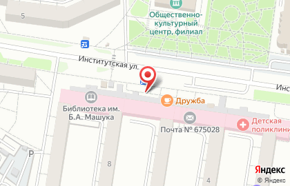 Киоск по продаже печатной продукции Амурпечать на Институтской улице, 8 киоск на карте