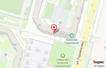 Магазин Пищеторг на улице Годовикова на карте