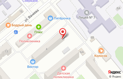 Магазин продуктов Вектор на улице Ванеева на карте