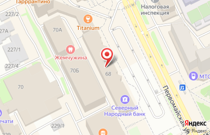 ОАО Банкомат, АКБ Северный Народный Банк на Первомайской улице на карте