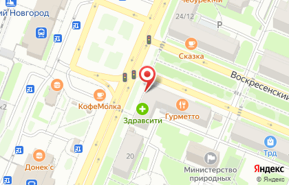 Киоск по продаже овощей и фруктов в Великом Новгороде на карте