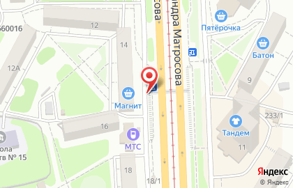 Магазин кондитерских изделий на улице Александра Матросова на карте