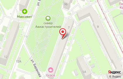Сеть аптек, ИП Гераськина Т.С. на улице Баранова на карте