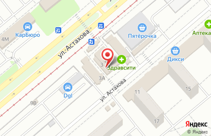 Салон оптики Линз 777 на улице Астахова на карте