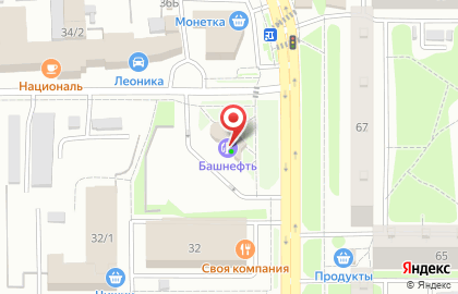 Заправочная станция Башнефть на бульваре Тухвата Янаби на карте
