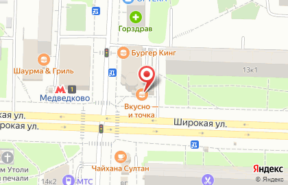 Банк ВТБ на Широкой улице на карте