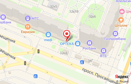Фирменный магазин Великолукский мясокомбинат на проспекте Просвещения на карте