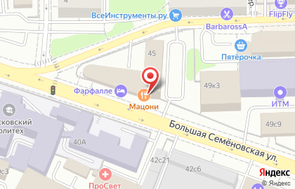 Ресторан Мацони на метро Семёновская на карте