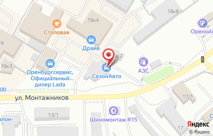 Компания по продаже и установке автостекол Фуяо на улице Монтажников на карте