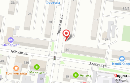 Продуктовый магазин Серышевский на Трудовой улице на карте