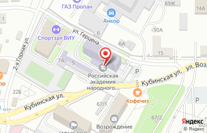 Волгоградский институт управления в Краснооктябрьском районе на карте