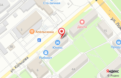 Автомаркет Юникс на улице Кольцова на карте