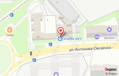 Ветеринарный центр Альфа-Вет на улице Антонова-Овсеенко на карте