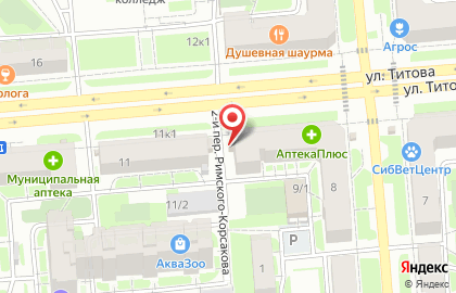 Киоск по продаже фруктов и овощей в Новосибирске на карте