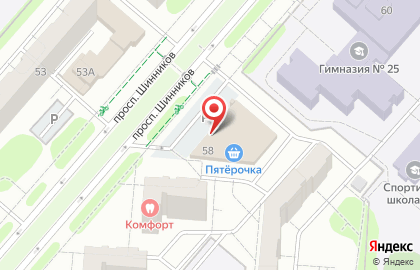 Дискаунтер Пятёрочка на проспекте Шинников на карте