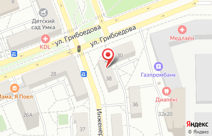 Магазин автозапчастей на улице Грибоедова на карте