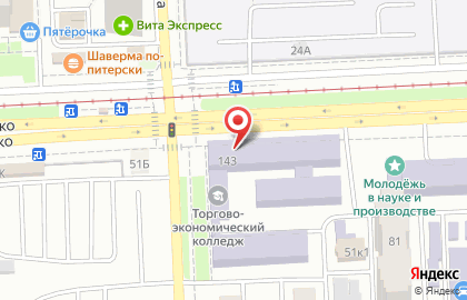Самарский торгово-экономический колледж на улице Антонова-Овсеенко на карте