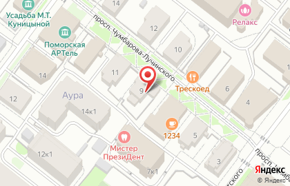 Продовольственный магазин в Архангельске на карте