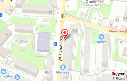 Салон стальных дверей Torex на улице Луначарского на карте