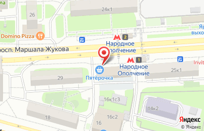Супермаркет Пятёрочка на проспекте Маршала Жукова, 27 на карте