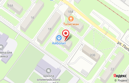 Ветеринарная клиника Айболит на улице Попова на карте