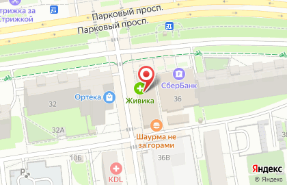 Киоск по продаже фруктов и овощей на Парковом проспекте на карте