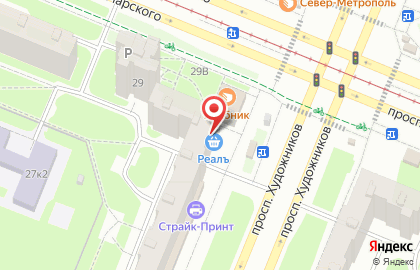 Универсам РеалЪ на проспекте Художников на карте