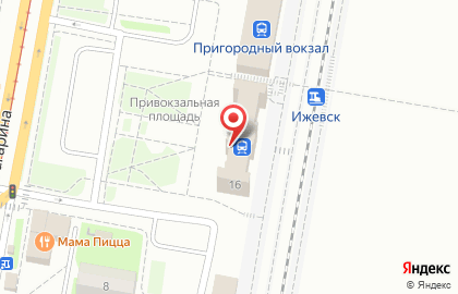 Железнодорожный вокзал г. Ижевска на карте