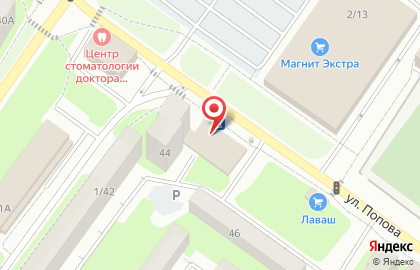 Супермаркет Пятерочка на улице Попова, 44 на карте